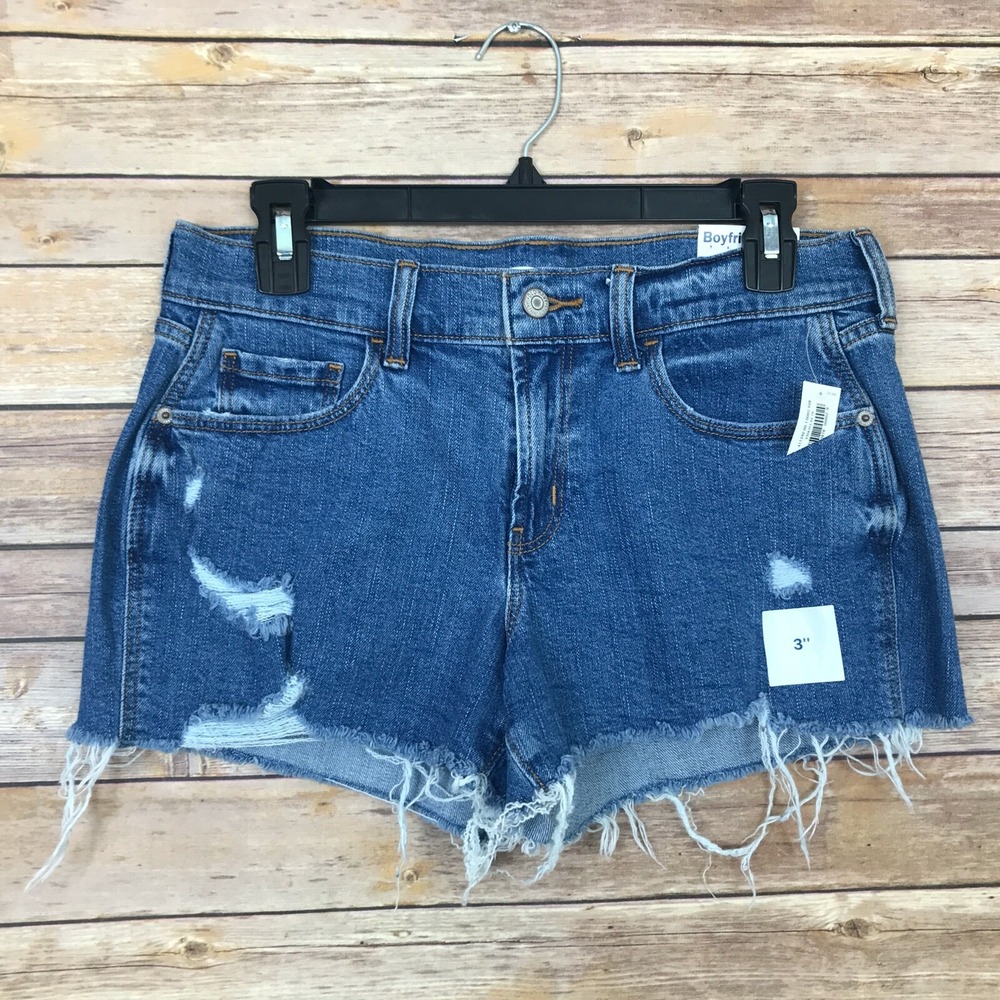 Old Navy Shirts Womens 2 Boyfriend Distressed Cut Off Denim Stretch Mid Rise